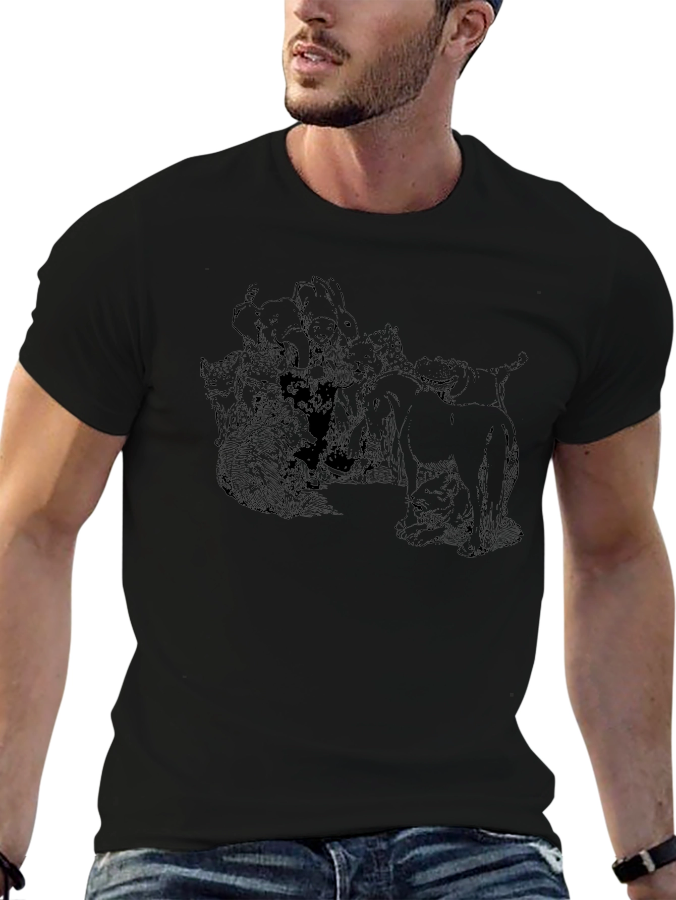 Mens Graphic Print Crew Neck T-Shirt