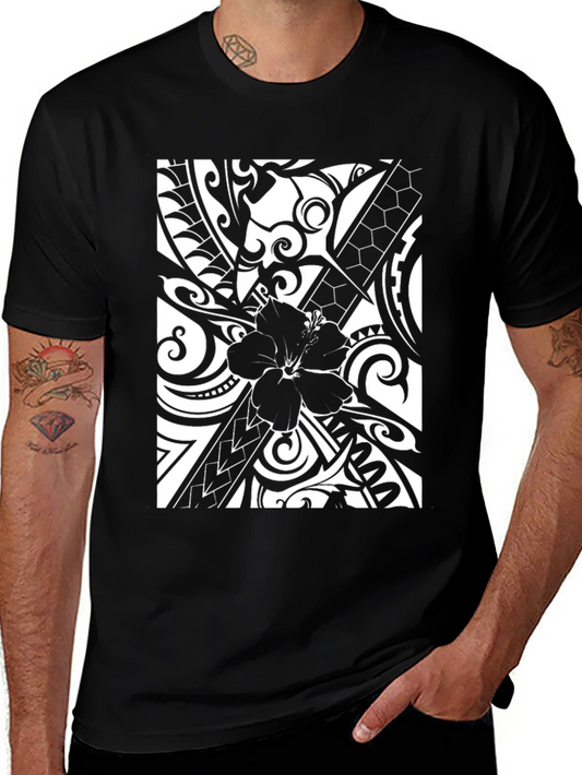 Hibiscus Tribal Print Graphic Tee