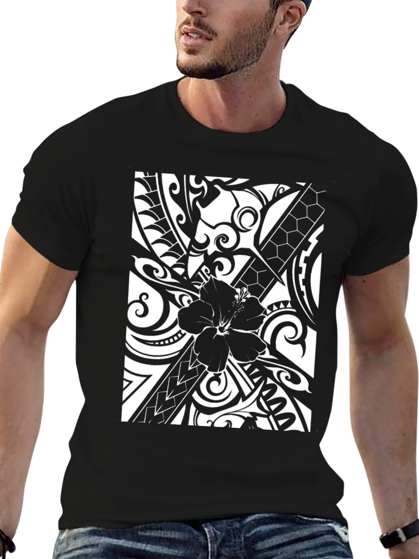 Hibiscus Tribal Print Graphic Tee