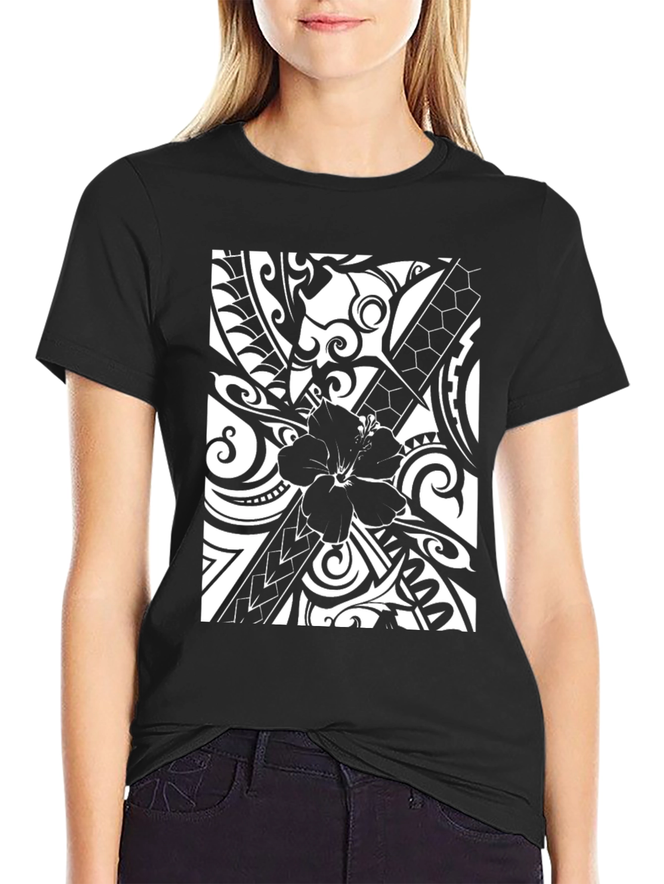 Hibiscus Tribal Print Graphic Tee