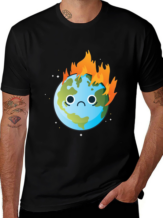 Burning Earth Graphic Tee - Climate Change Awareness