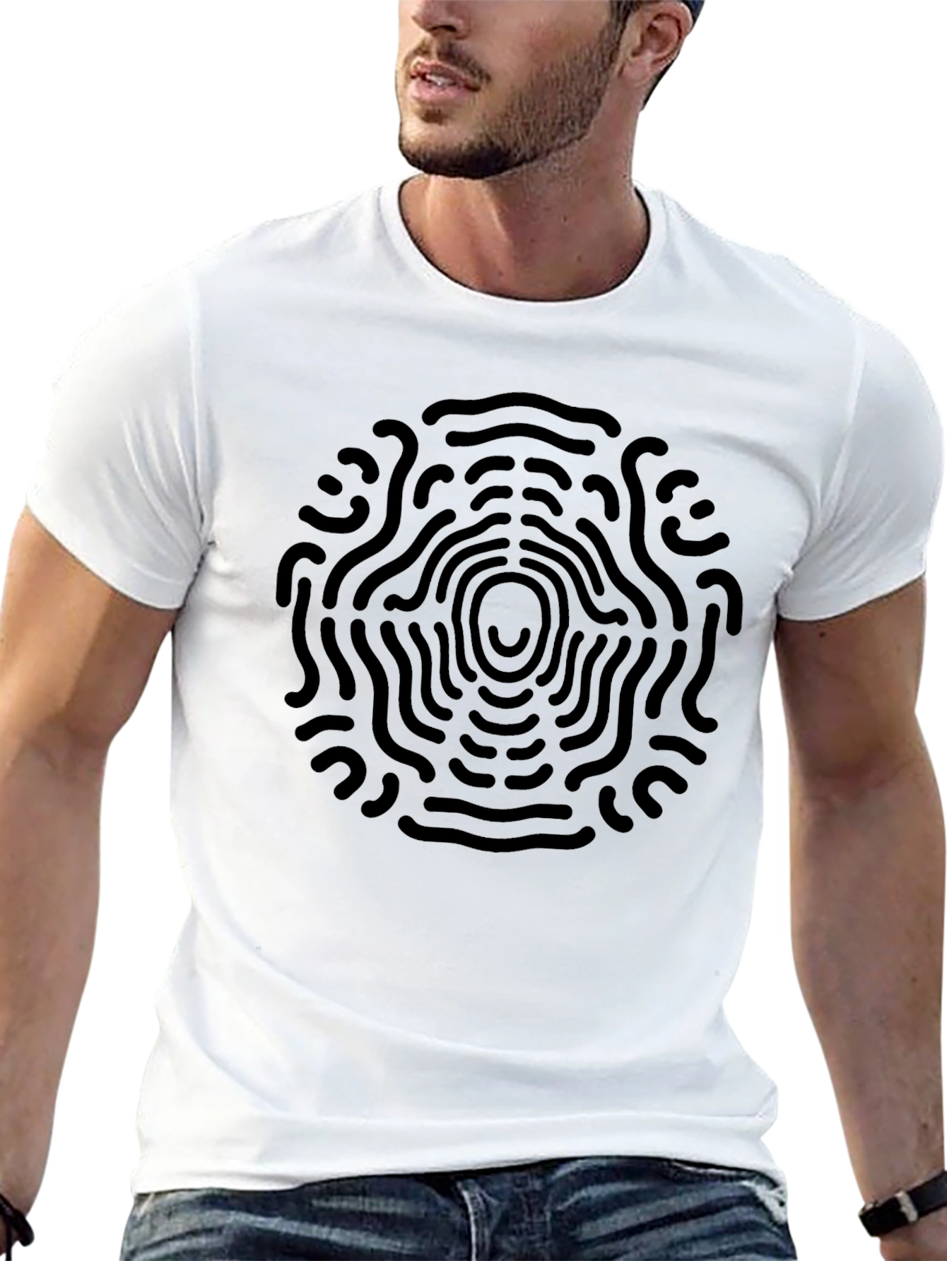 Abstract Circular Design Black T-Shirt