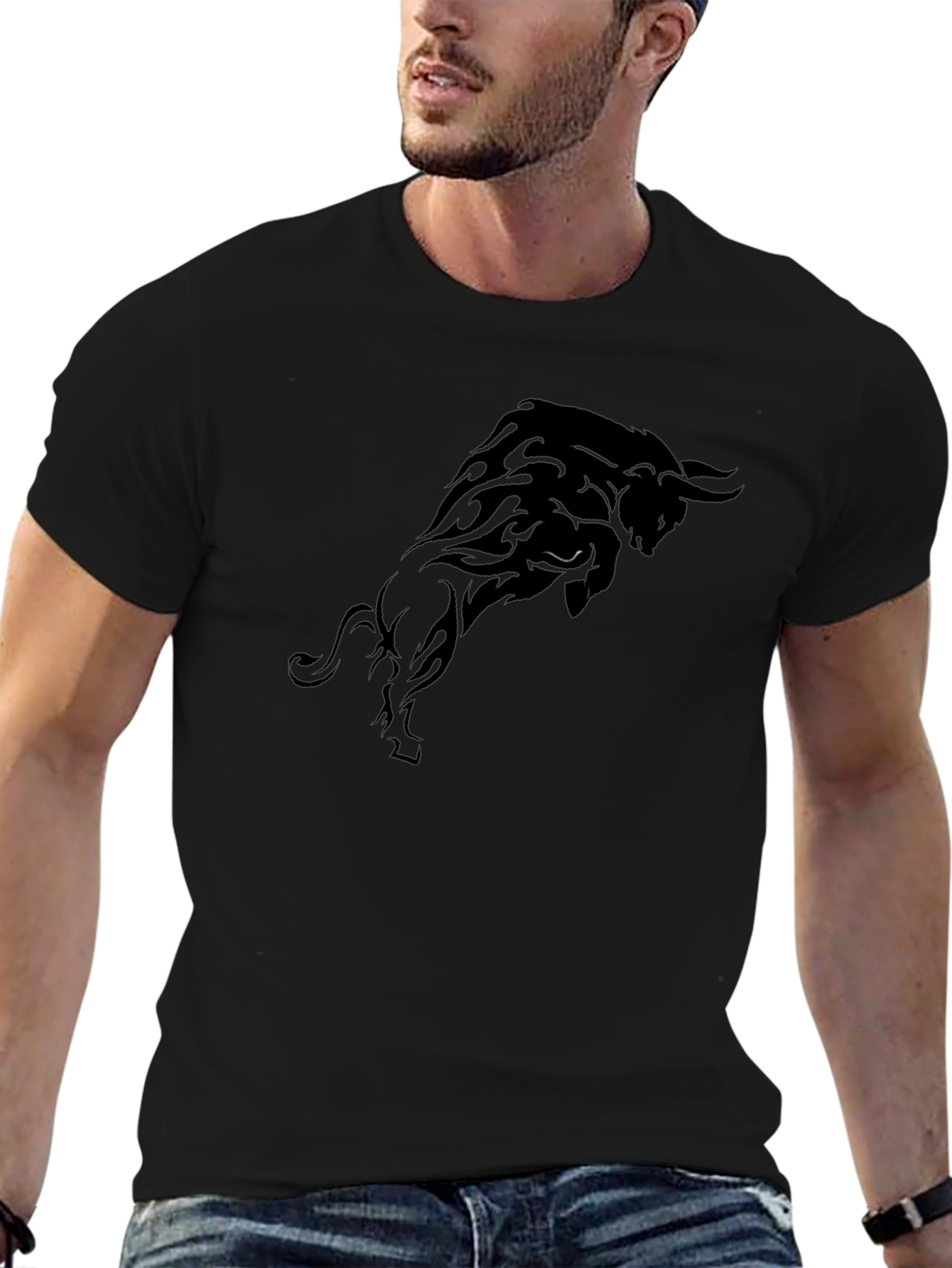 Black Bull Graphic T-Shirt - Bold Statement Tee