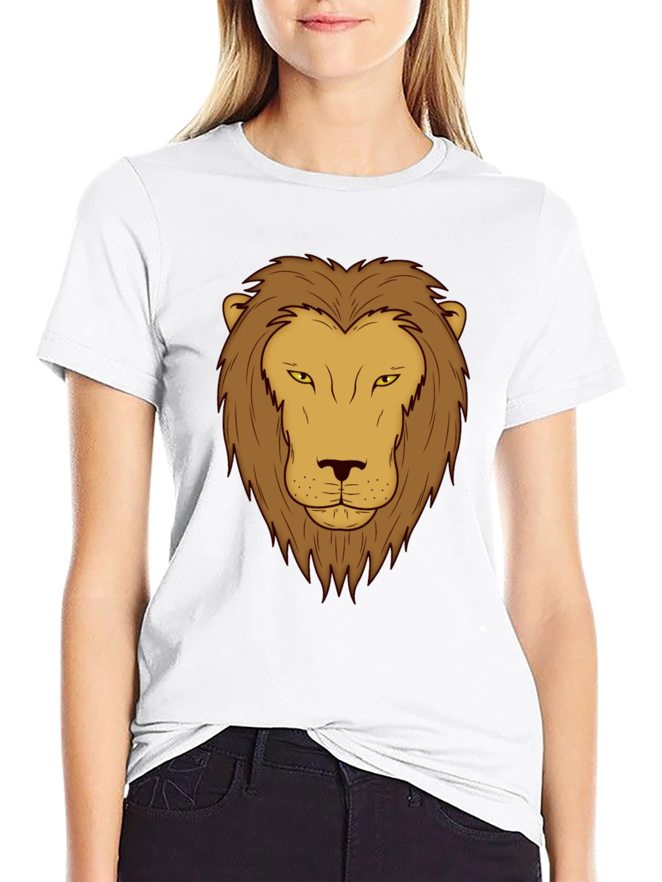 Lion Graphic Print T-Shirt - Black