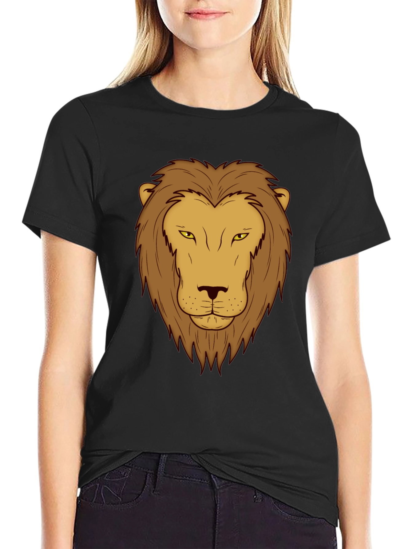Lion Graphic Print T-Shirt - Black