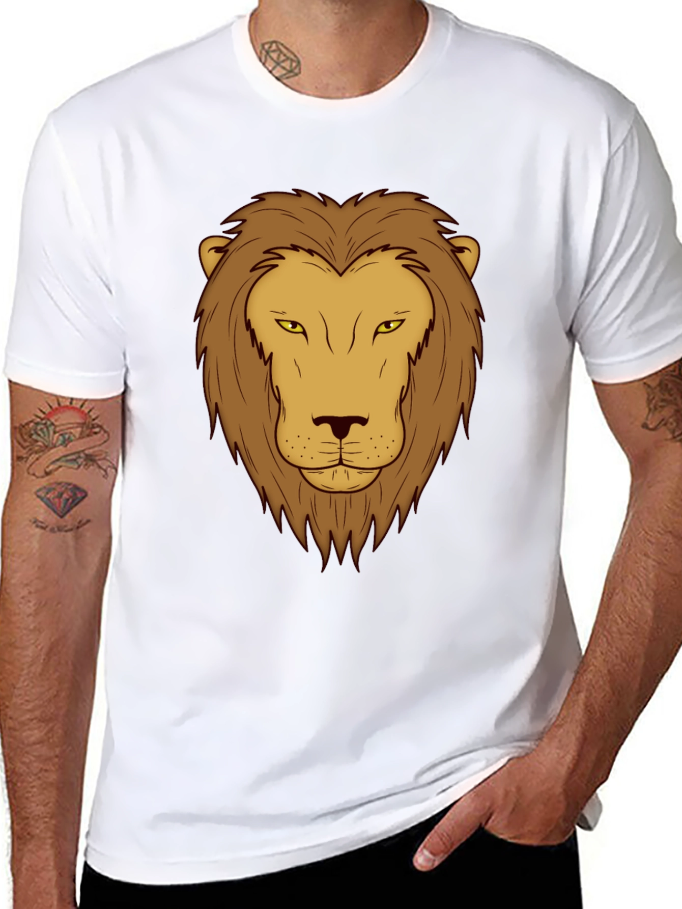 Lion Graphic Print T-Shirt - Black