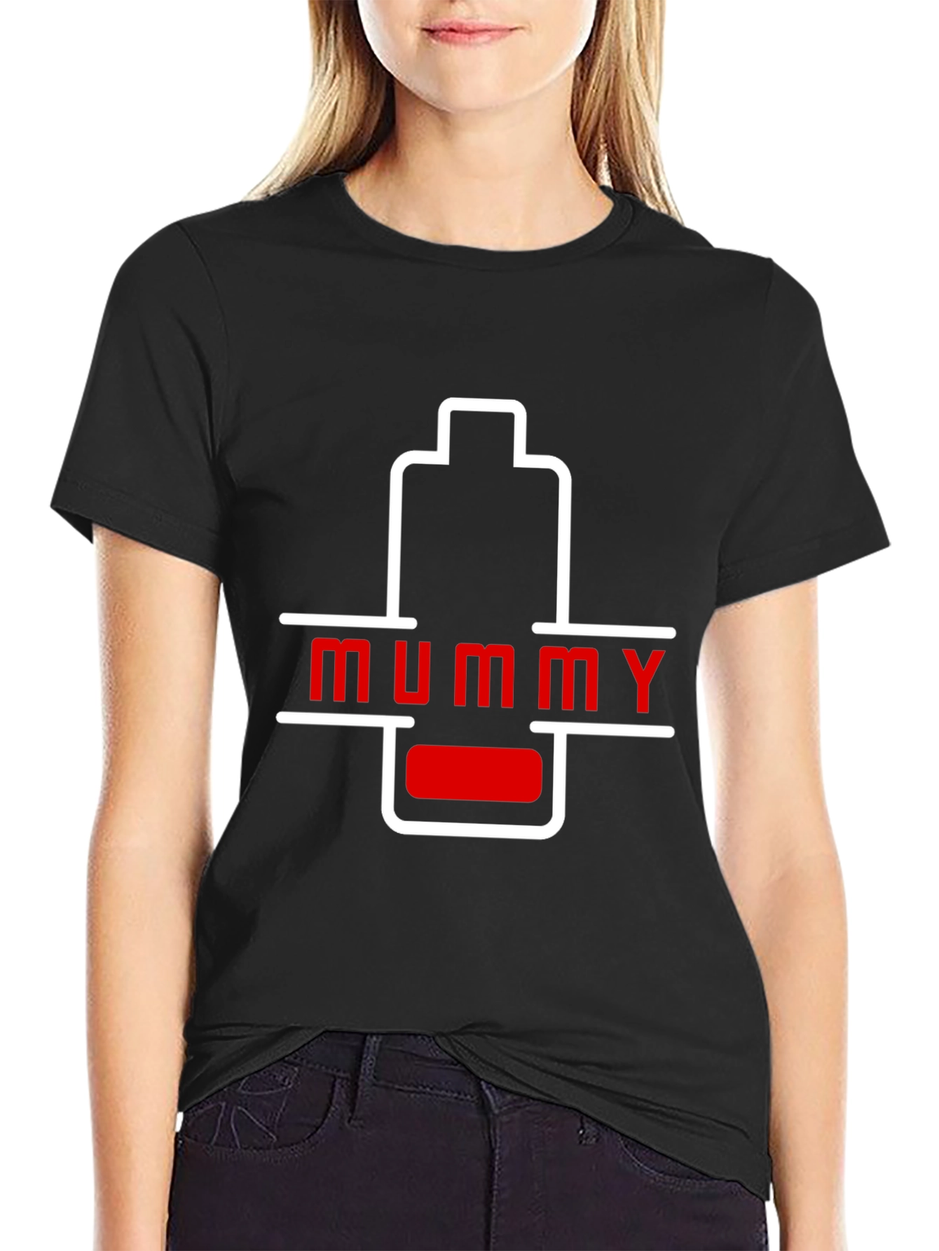 Mummy Low Battery Graphic T-Shirt - Unique Gift!