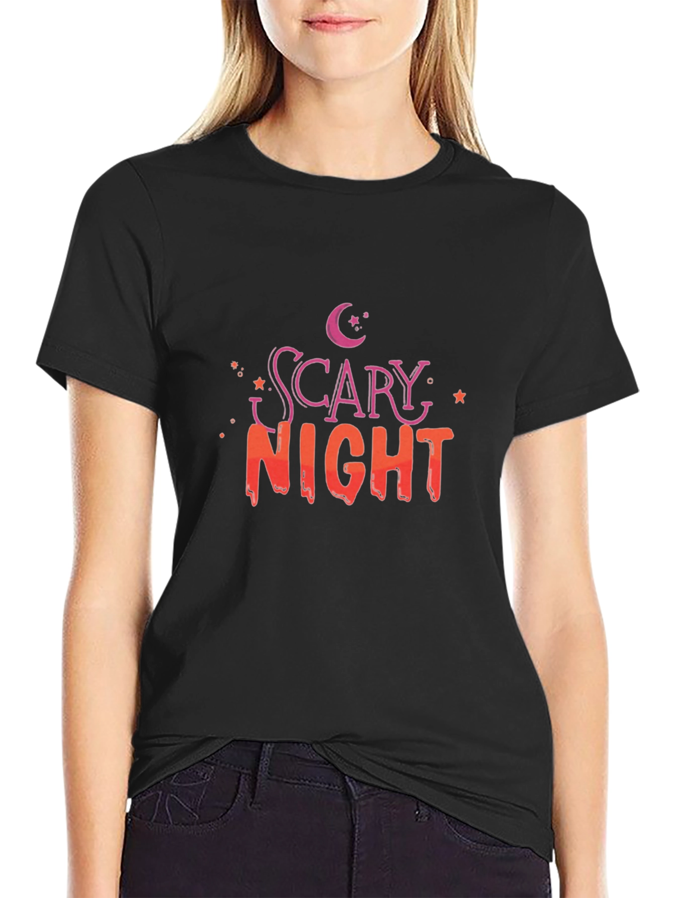 Scary Night Black Graphic Tee