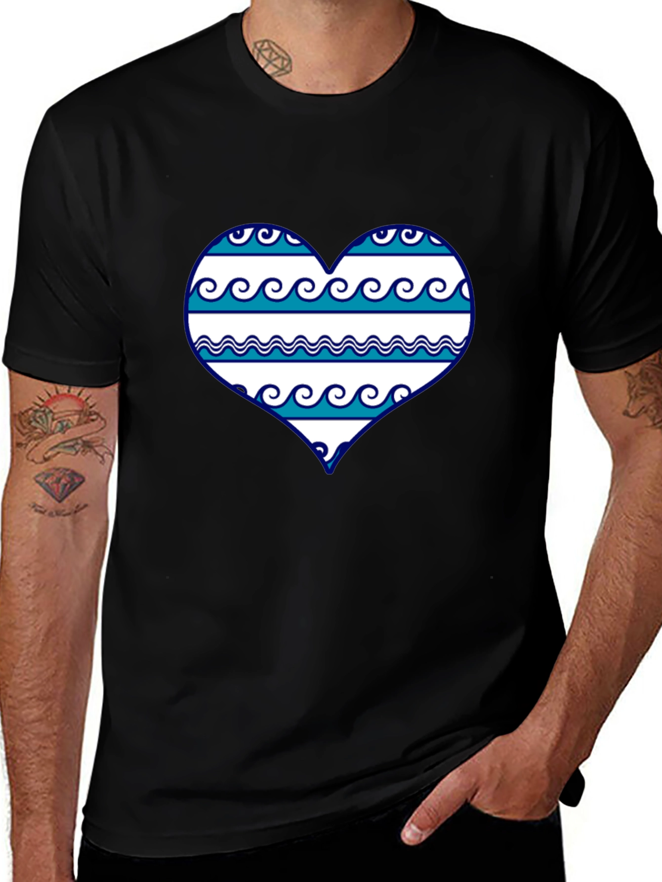 Wave Heart Tee - Beach Lovers Graphic T-Shirt