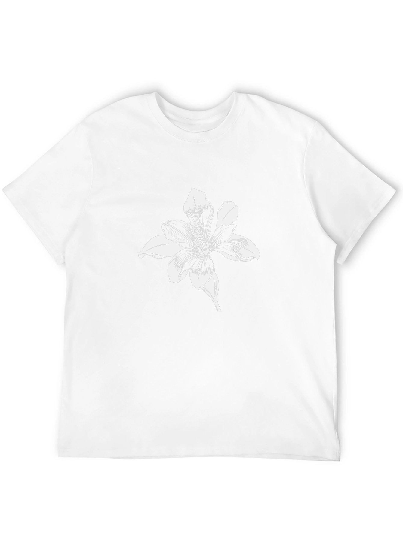 Black T-Shirt with Floral Lily Graphic