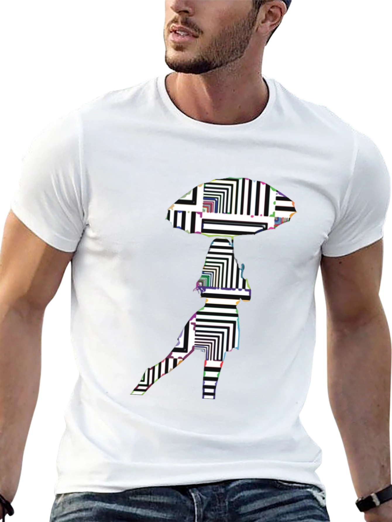 Abstract Alien Graphic Black T-Shirt