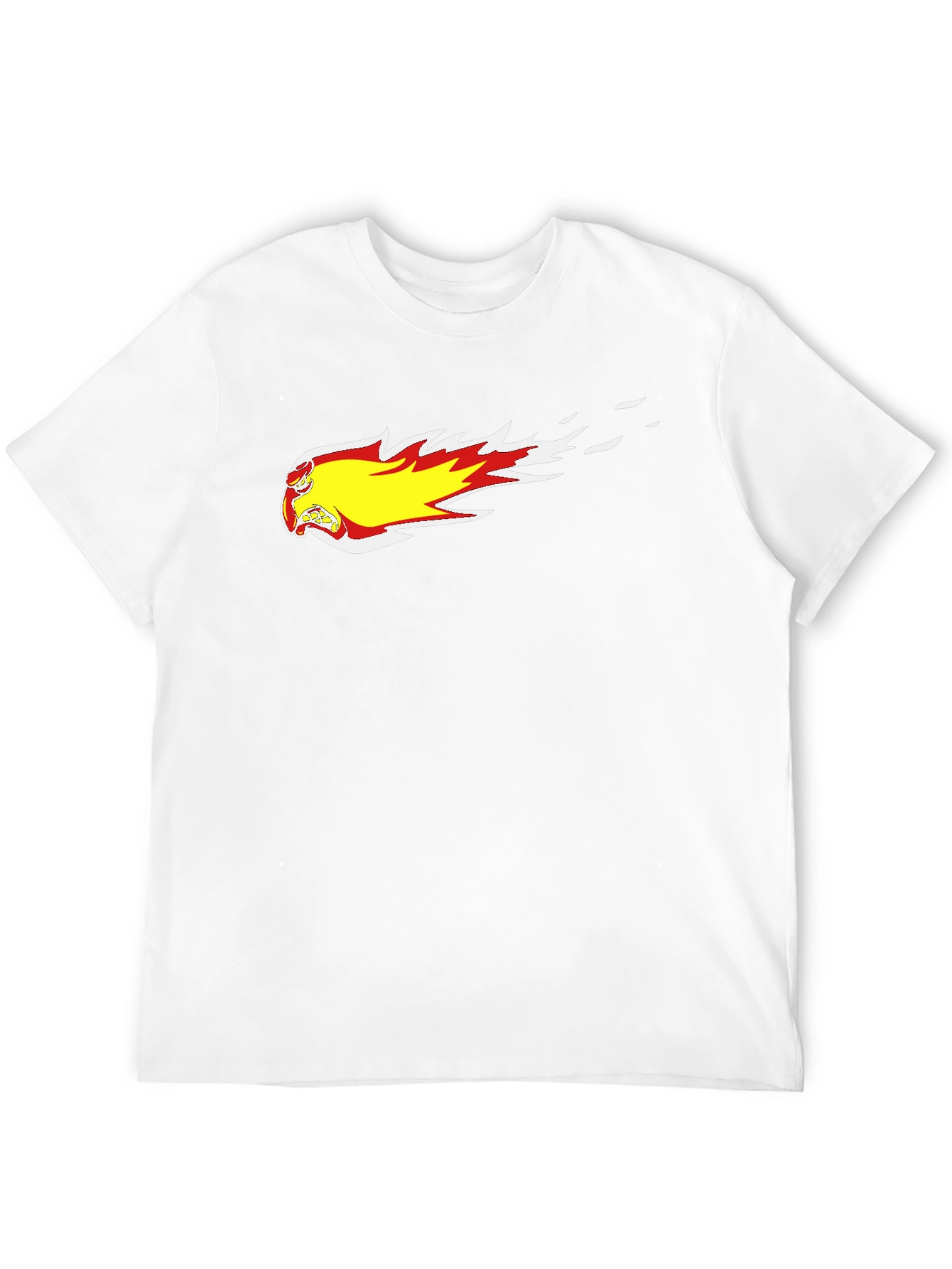 Black T-Shirt with Fiery Cartoon Graphic