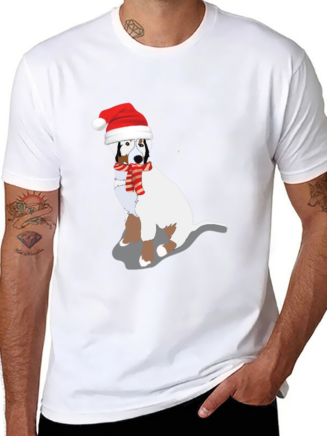 Christmas Dog Graphic Tee - Festive Holiday Shirt