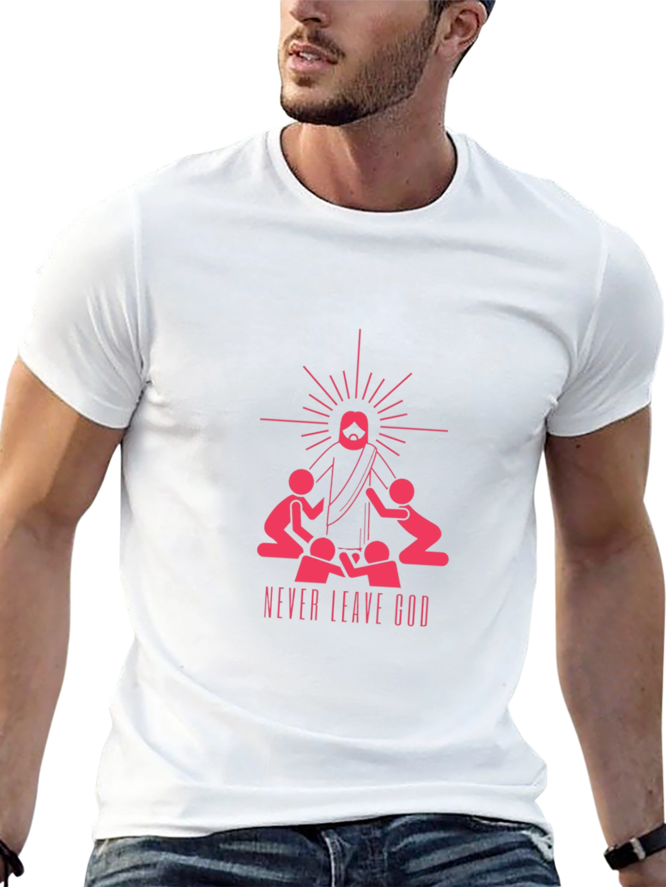 Never Leave God Graphic Tee - Christian T-Shirt