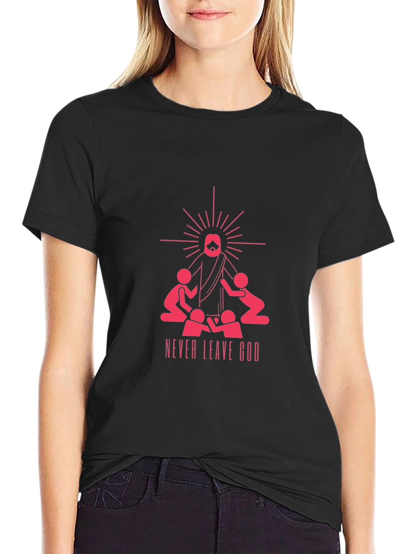 Never Leave God Graphic Tee - Christian T-Shirt
