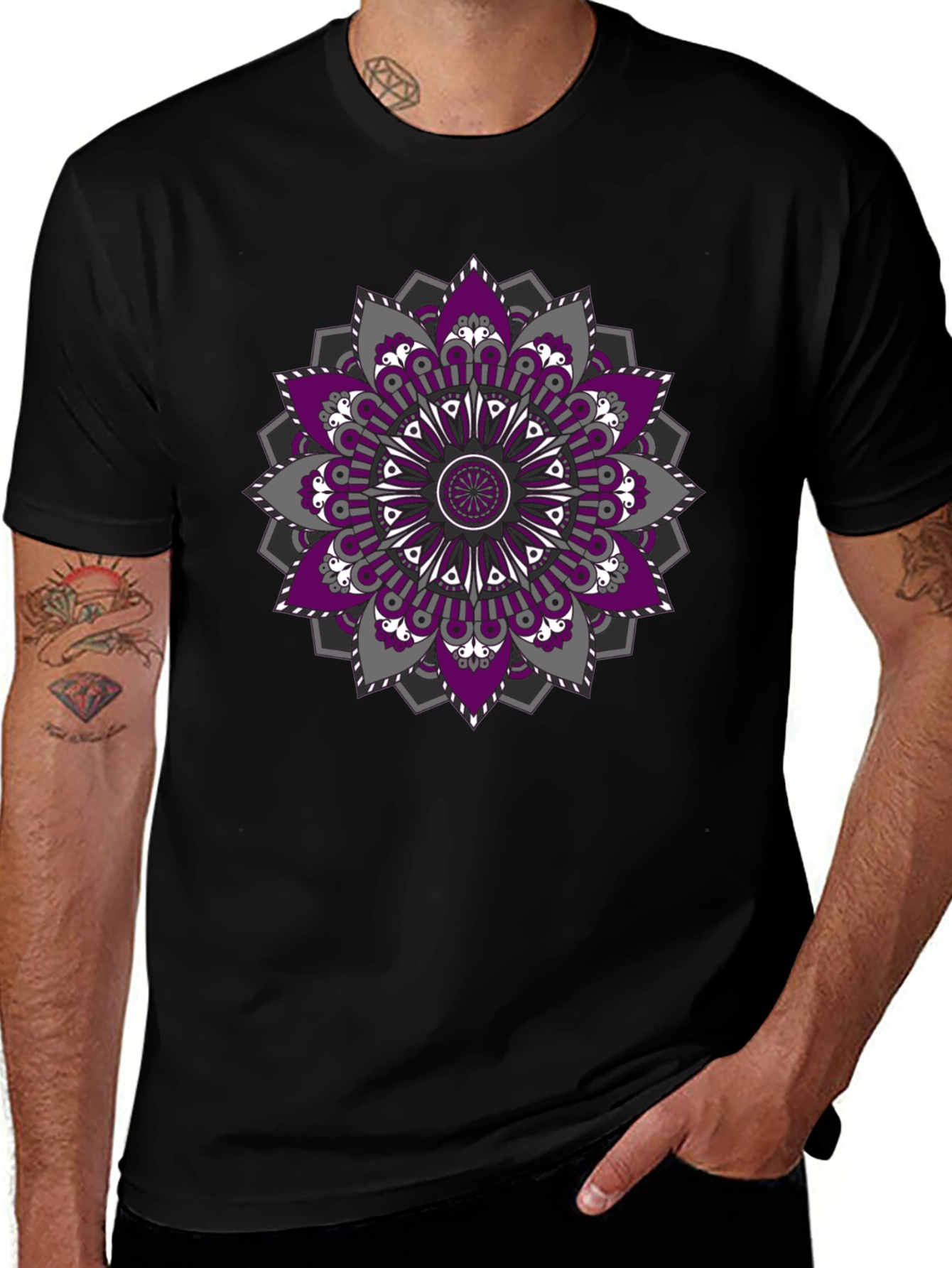 Mandala Print Black T-Shirt