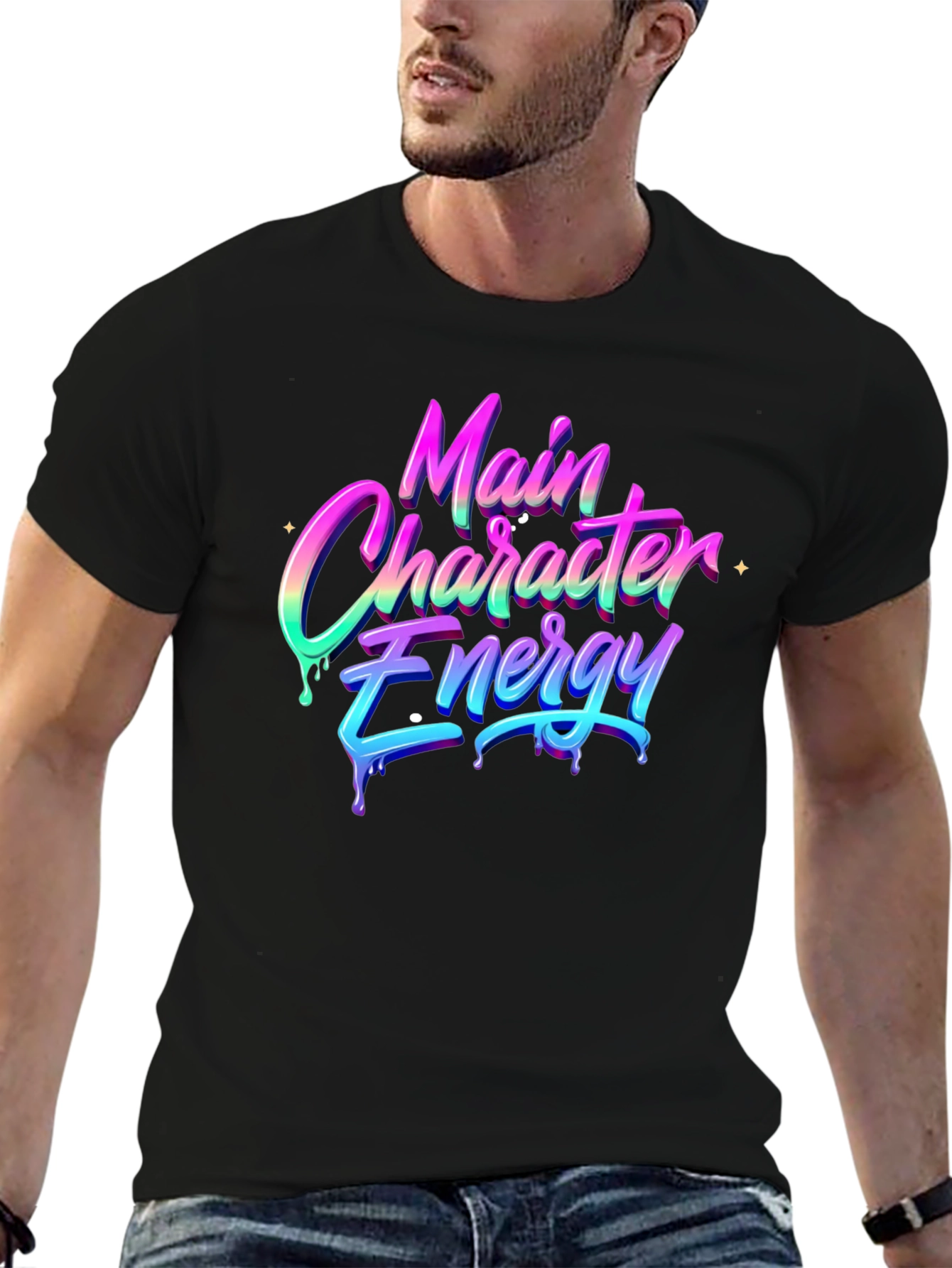 Main Character Energy Black T-Shirt