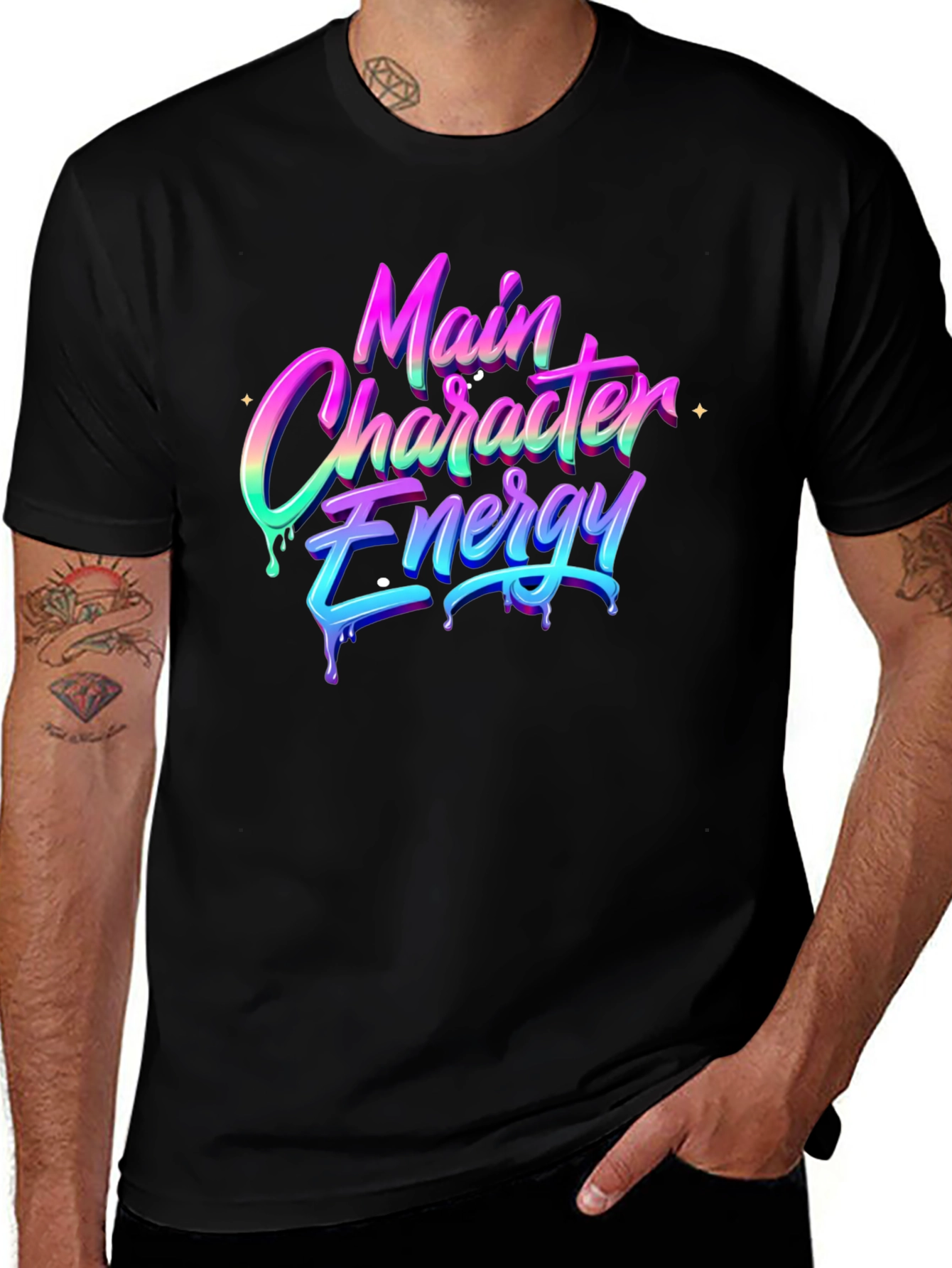 Main Character Energy Black T-Shirt