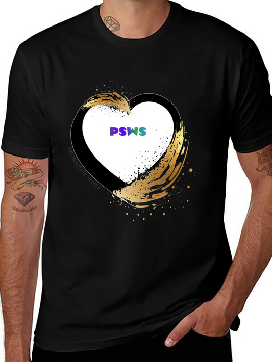 Stylish Black Heart Graphic T-Shirt