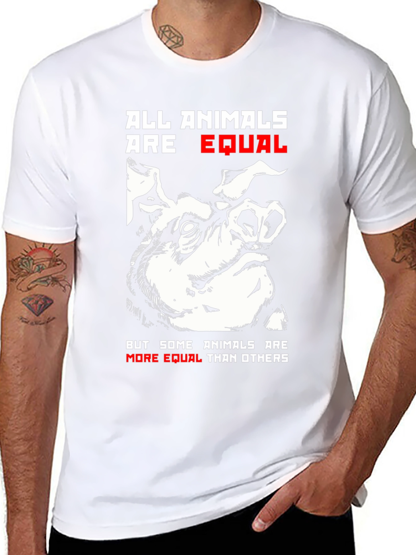 All Animals are Equal Pig Graphic T-Shirt