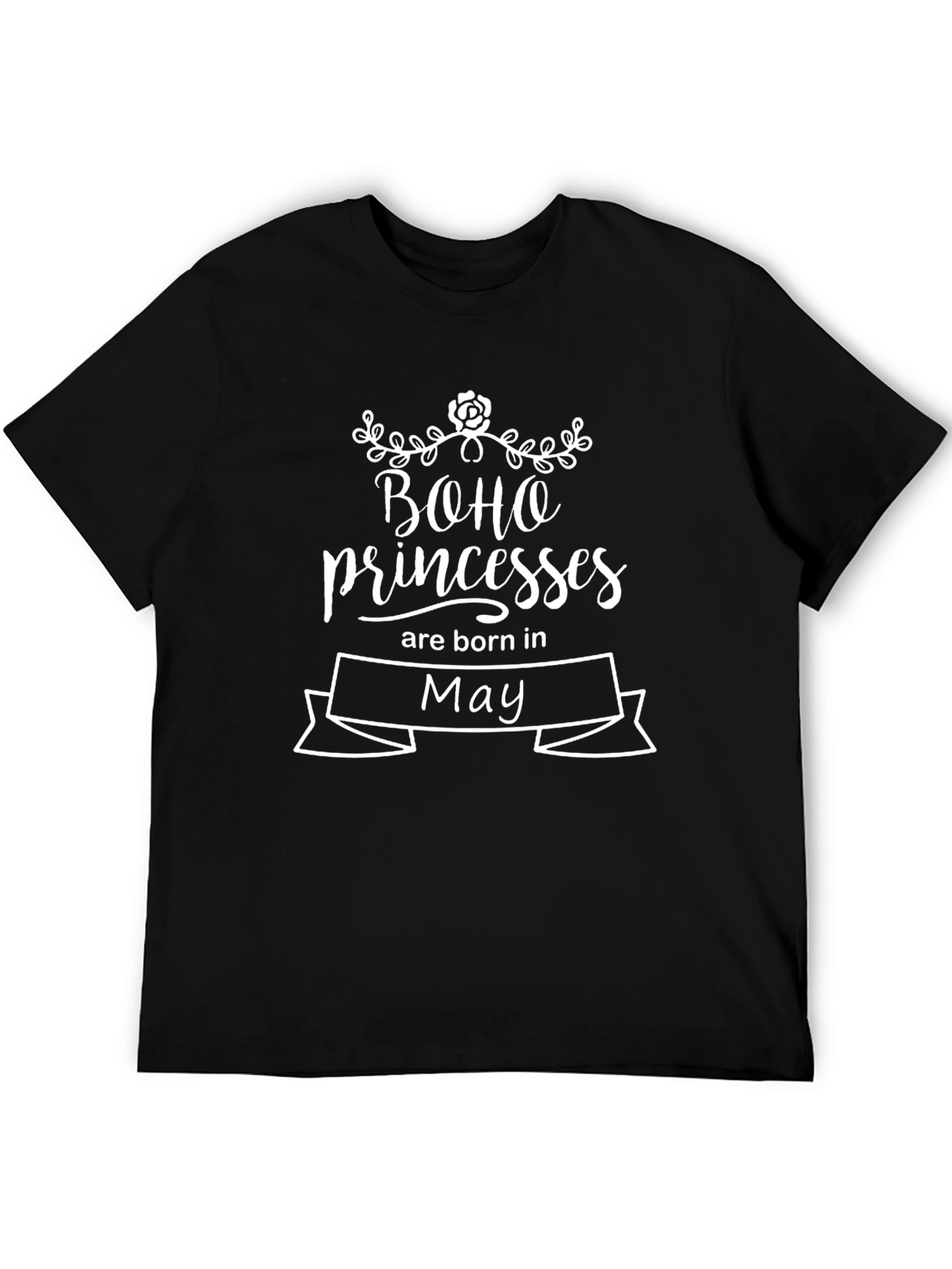 Boho Princesses Born in May Black T-Shirt
