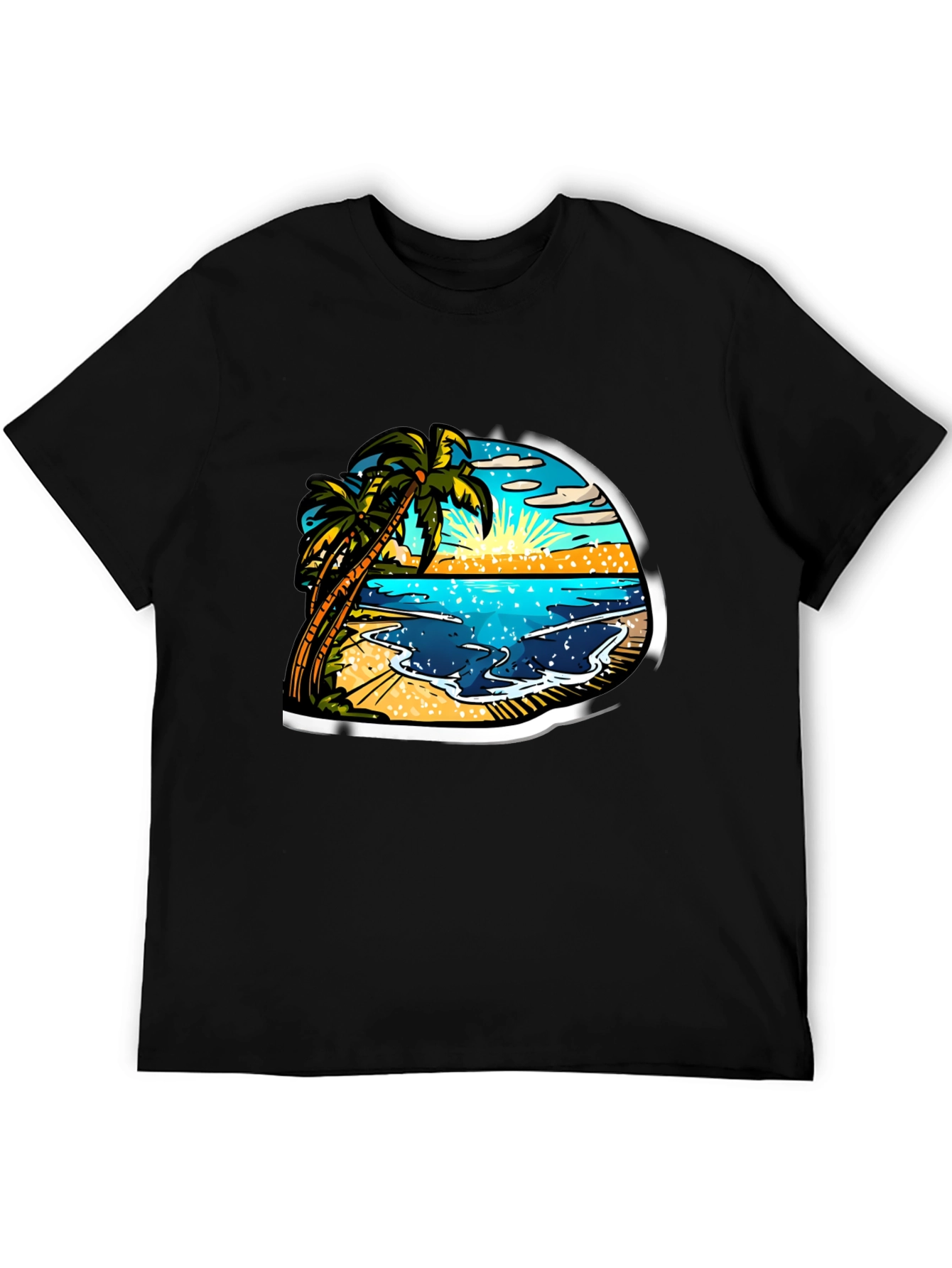 Tropical Beach Scene Graphic Tee