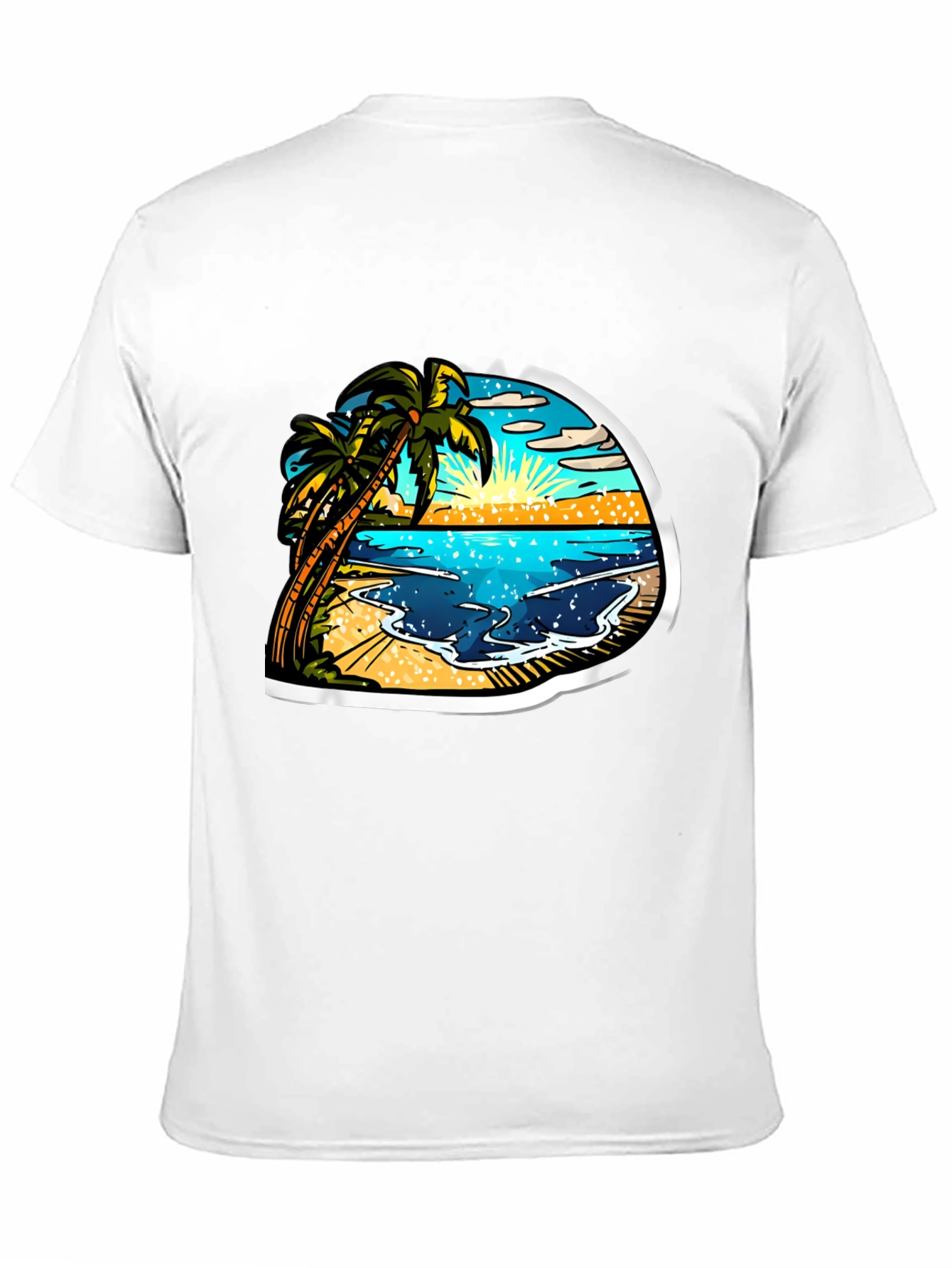 Tropical Beach Scene Graphic Tee