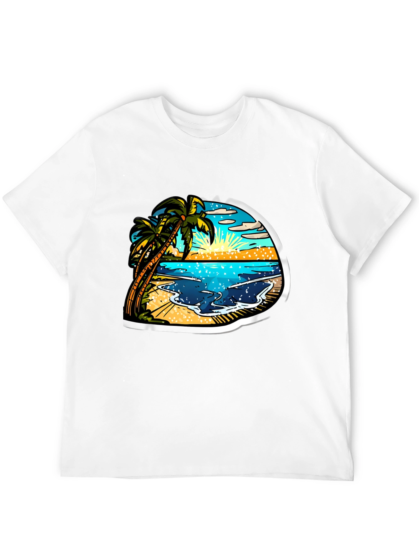 Tropical Beach Scene Graphic Tee