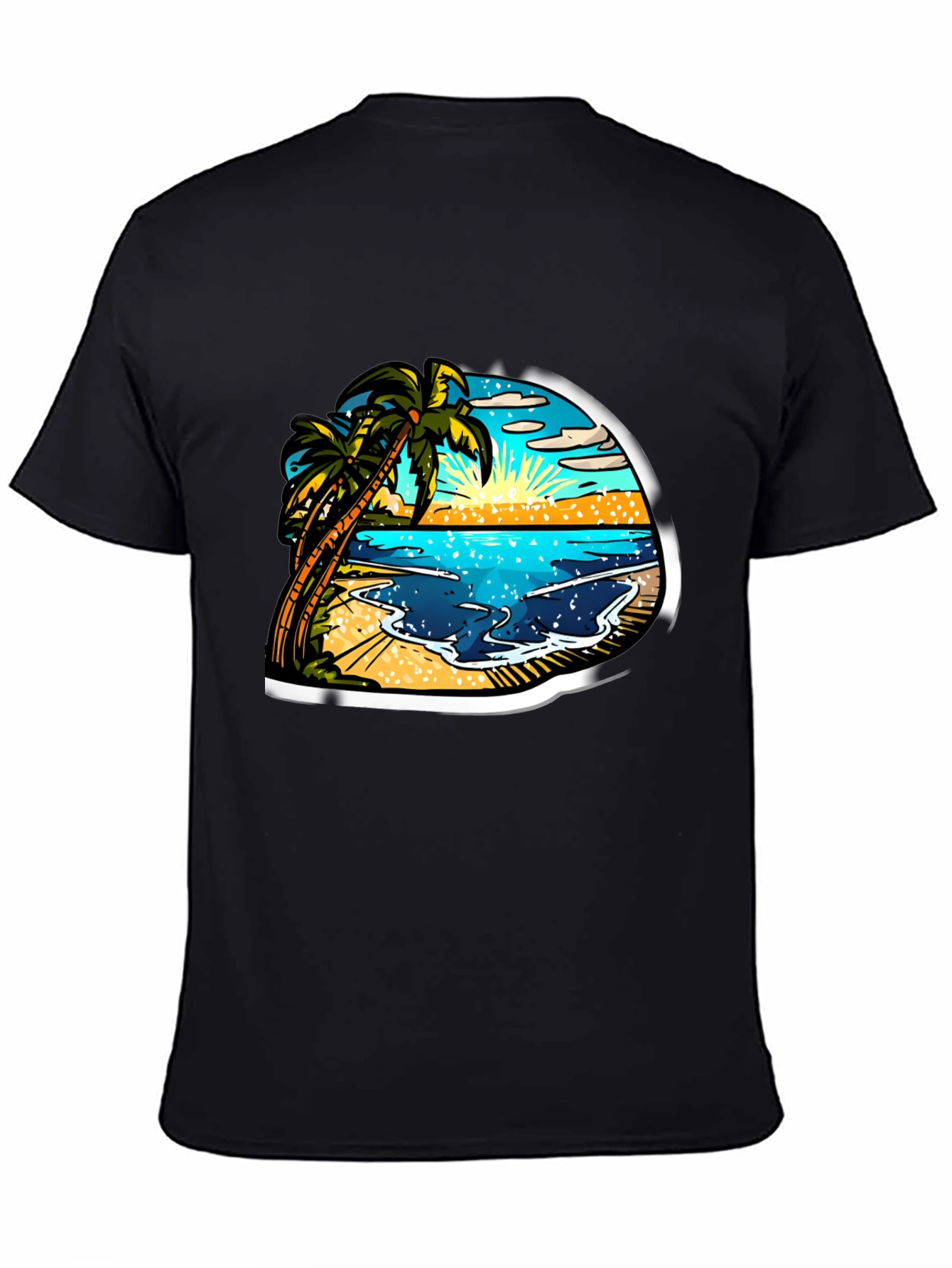 Tropical Beach Scene Graphic Tee