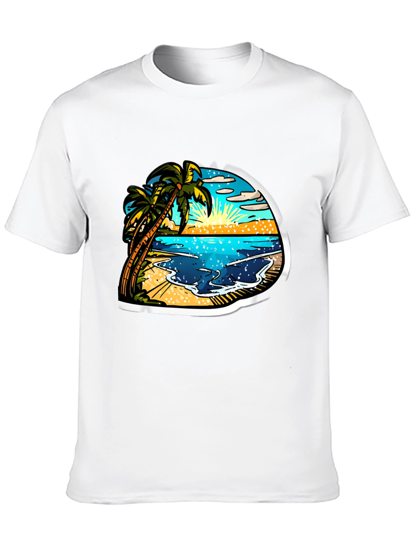 Tropical Beach Scene Graphic Tee