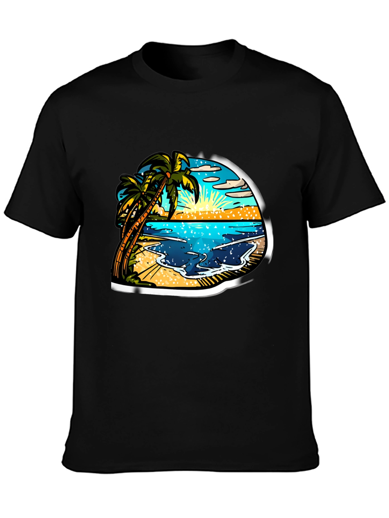 Tropical Beach Scene Graphic Tee