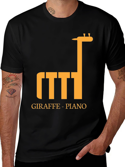 Giraffe Piano Graphic Tee - Unique Musical T-Shirt