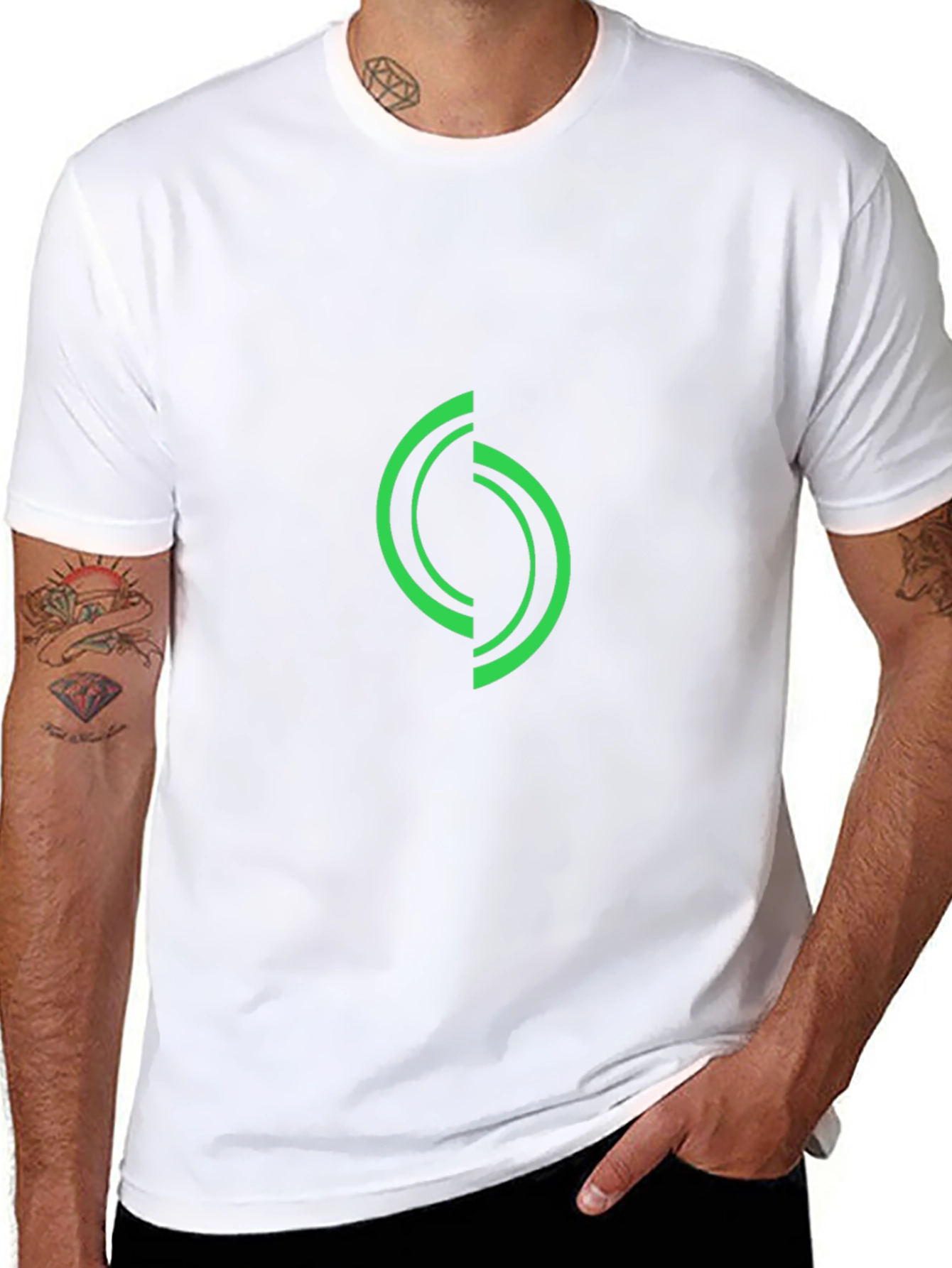 Green Graphic Print Black T-Shirt