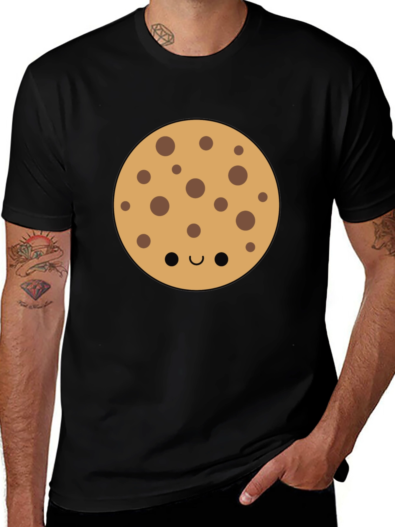Cute Cookie Graphic Tee - Black Casual Shirt