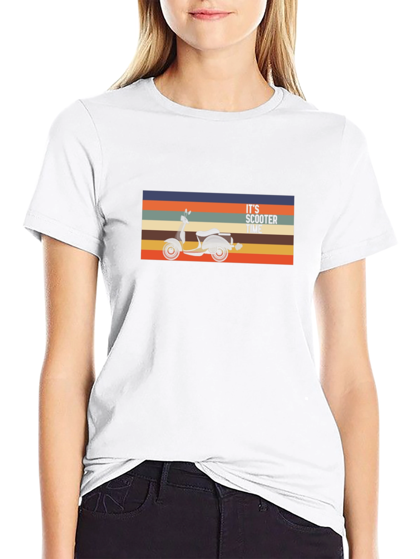 Its Scooter Time Retro Graphic Tee - Black