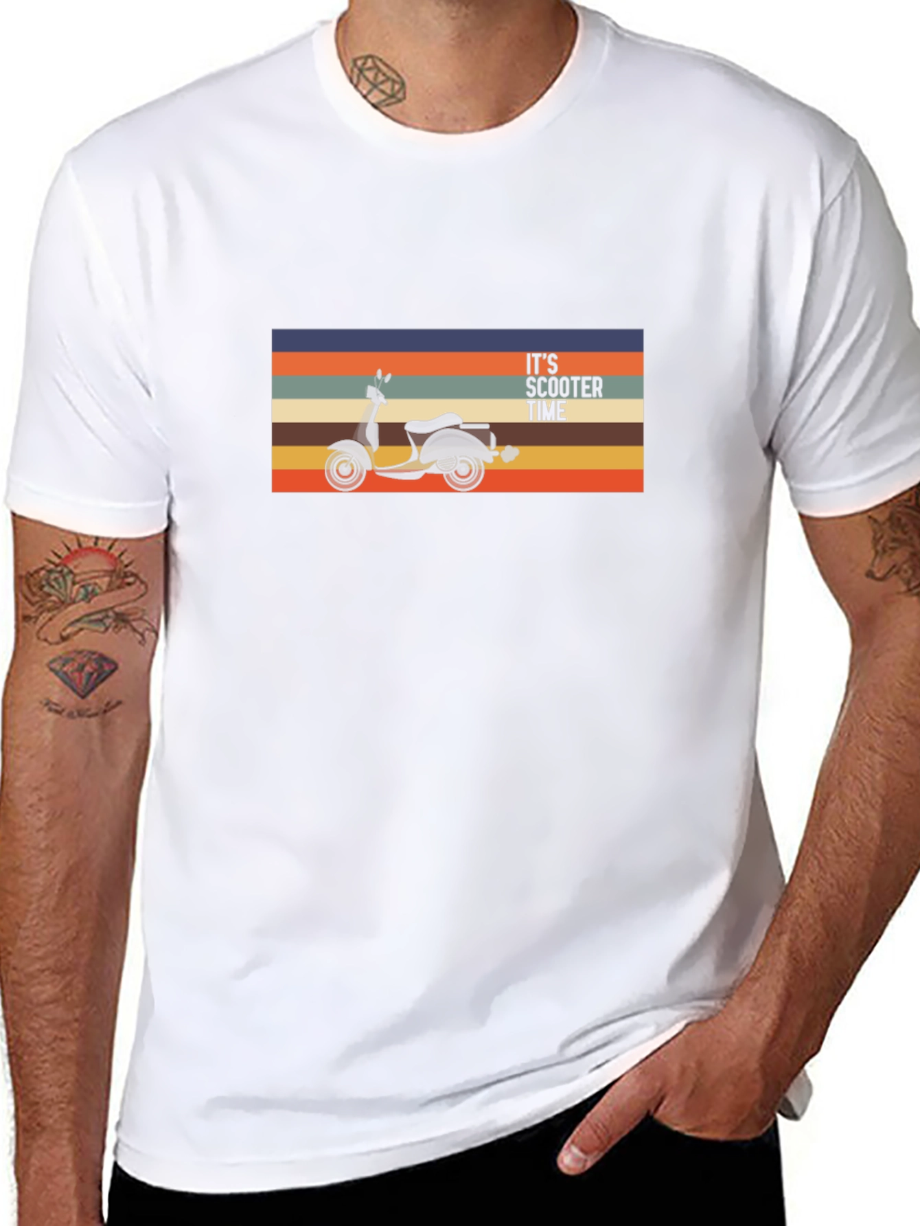 Its Scooter Time Retro Graphic Tee - Black
