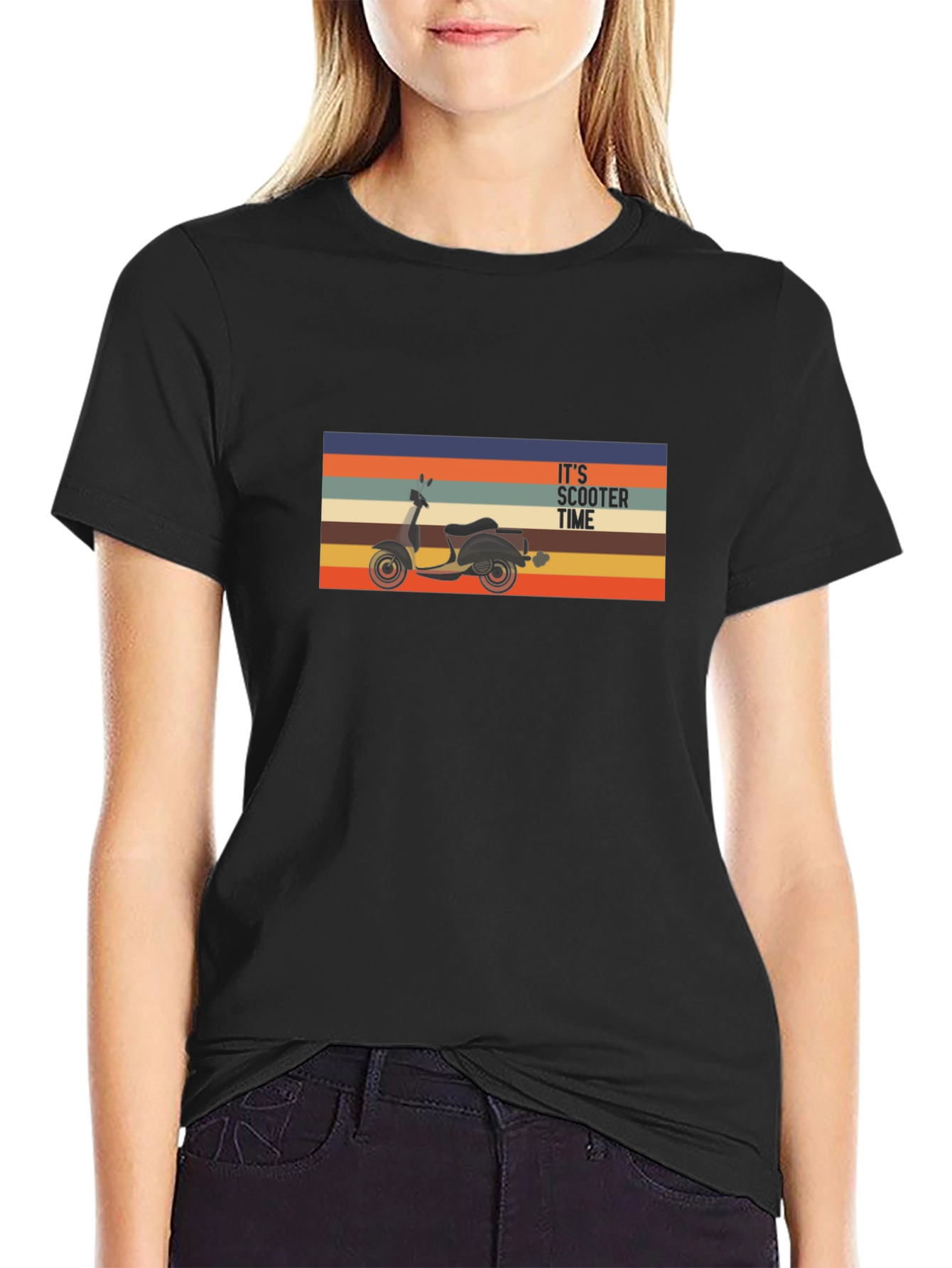 Its Scooter Time Retro Graphic Tee - Black