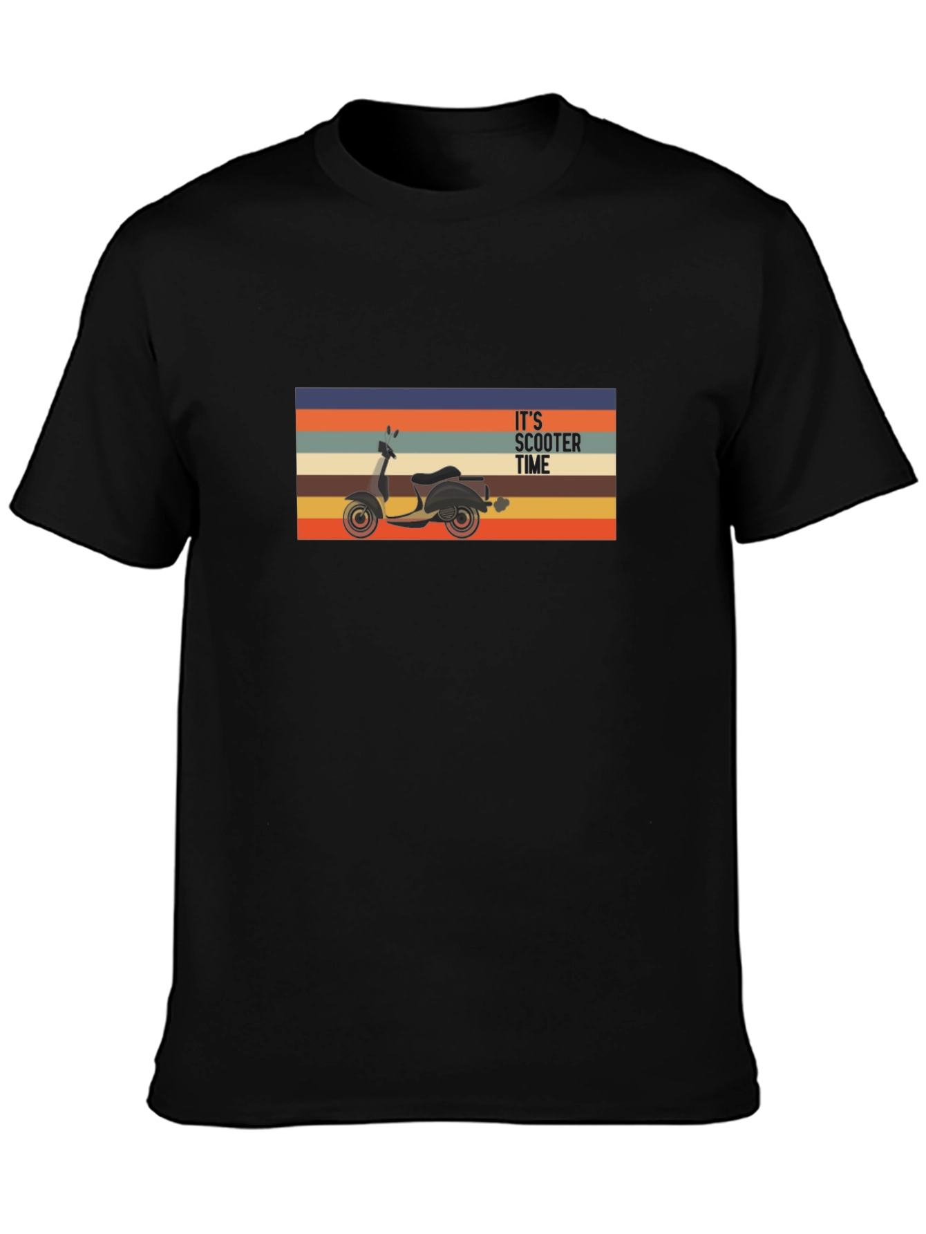 Its Scooter Time Retro Graphic Tee - Black