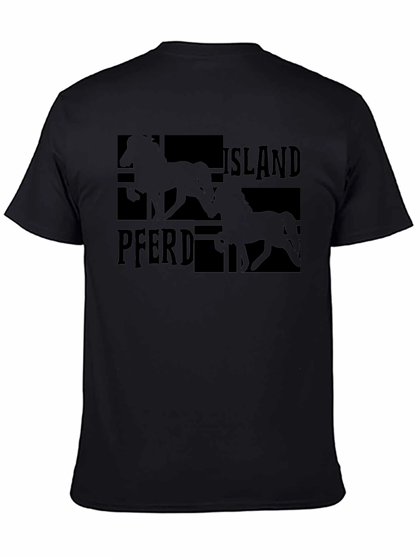 Island Pferd Black T-Shirt - Equestrian Style