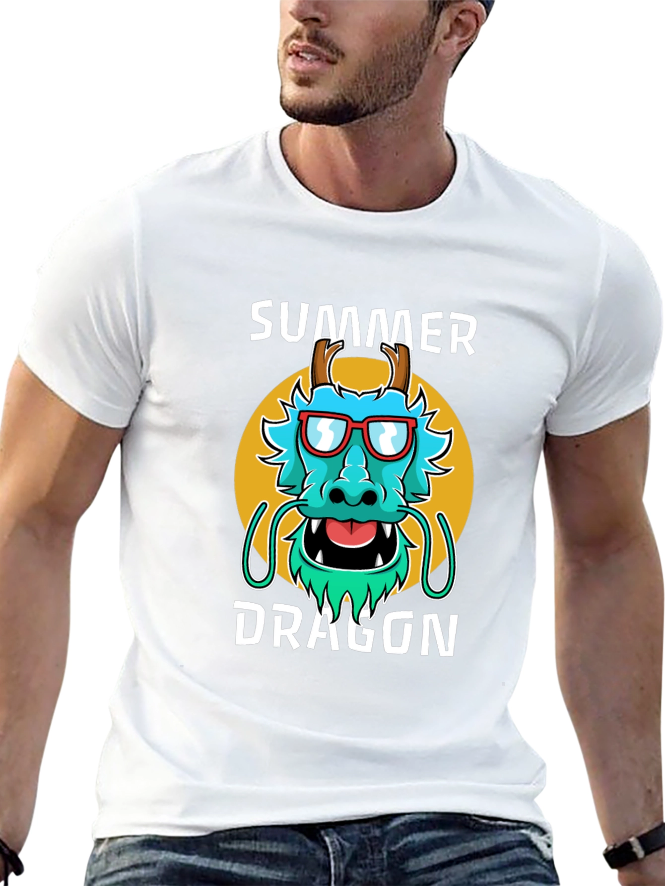 Summer Dragon Graphic Tee - Stylish Mens T-Shirt