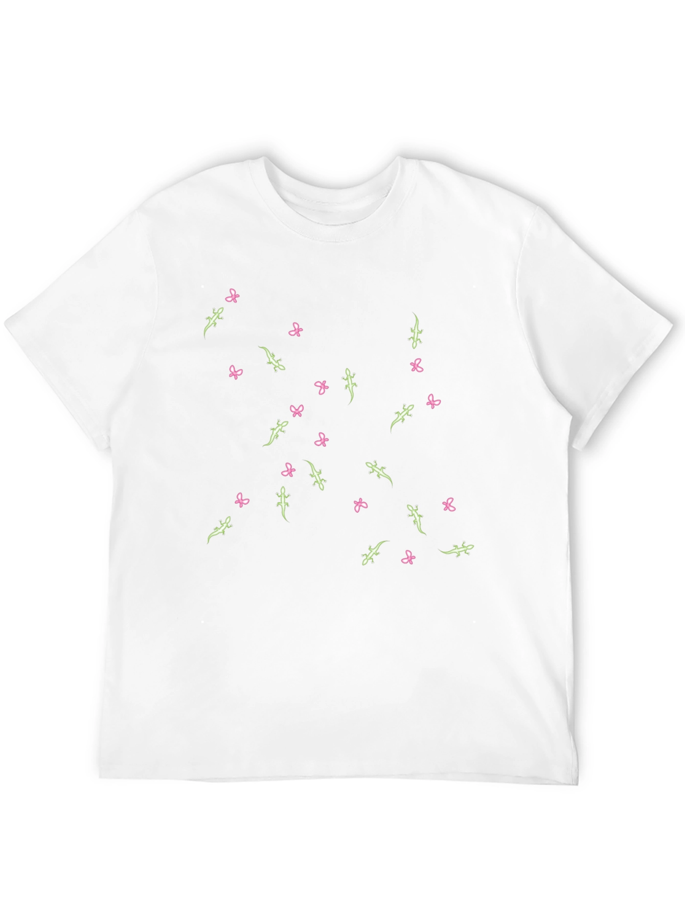 Lizard & Flower Print Black T-Shirt