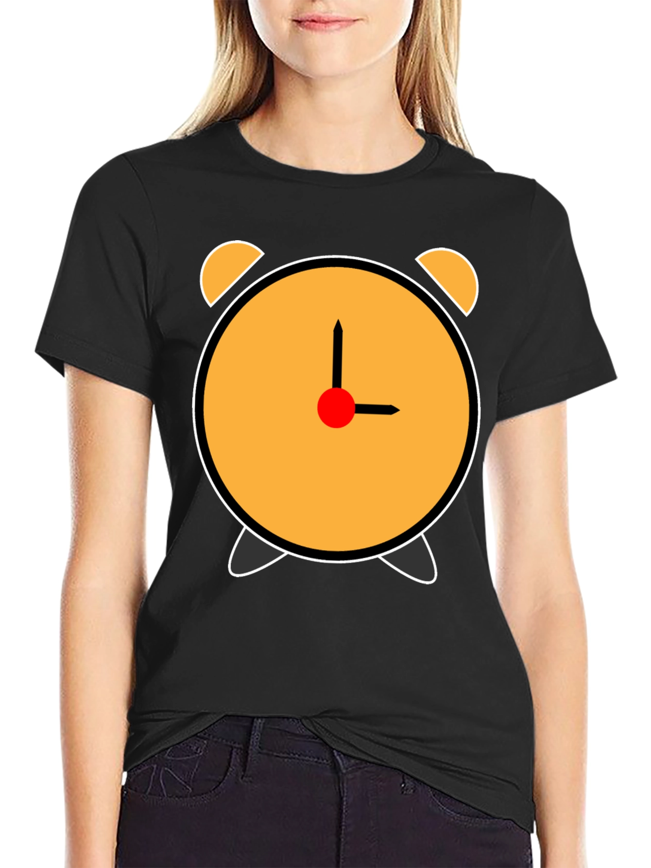 Alarm Clock Graphic T-Shirt - Black Cotton Tee