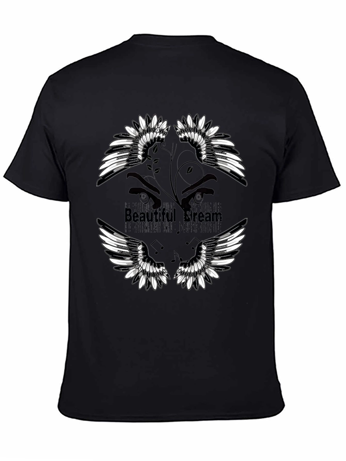 Beautiful Dream Graphic Print Black T-Shirt