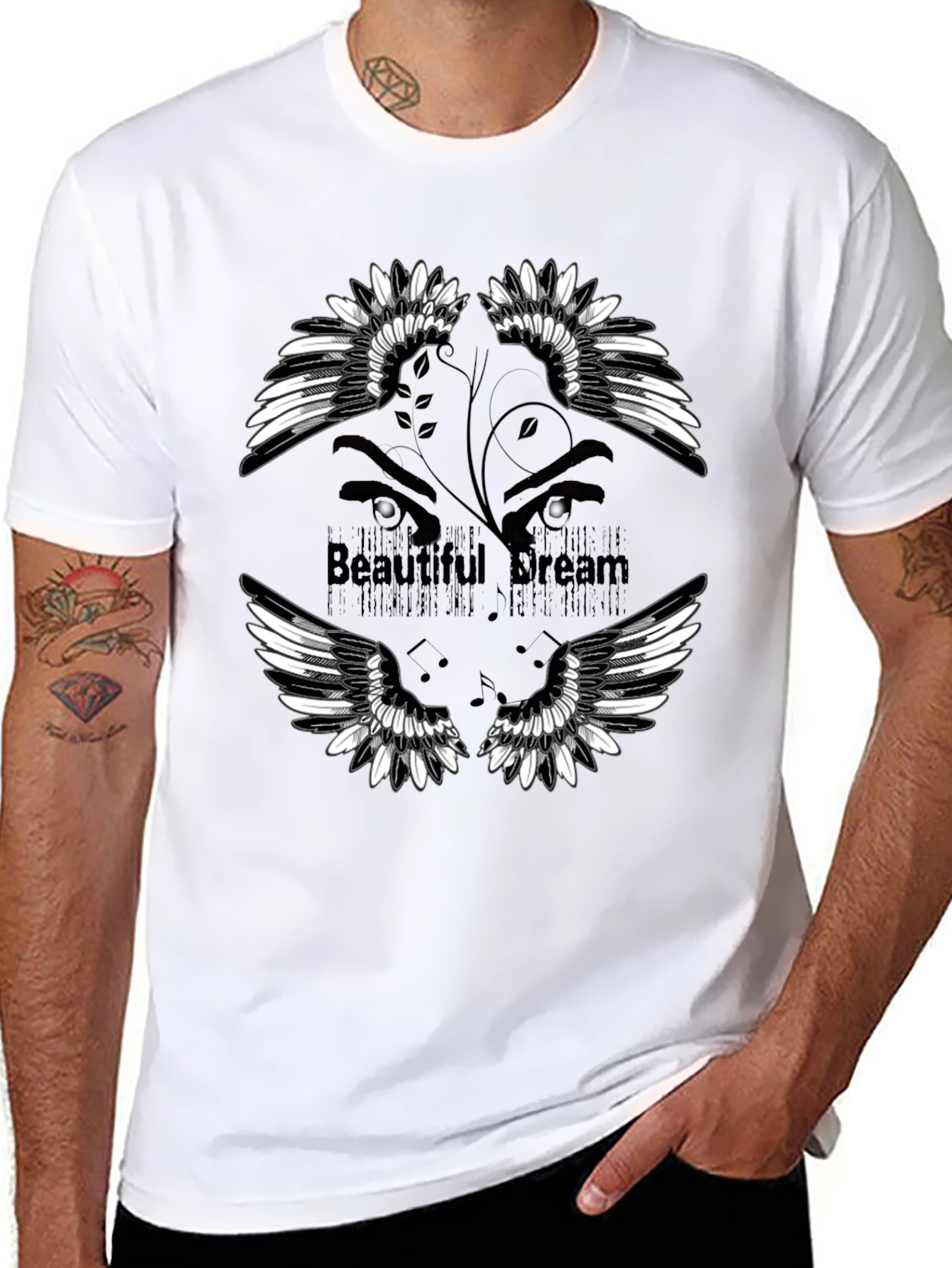Beautiful Dream Graphic Print Black T-Shirt