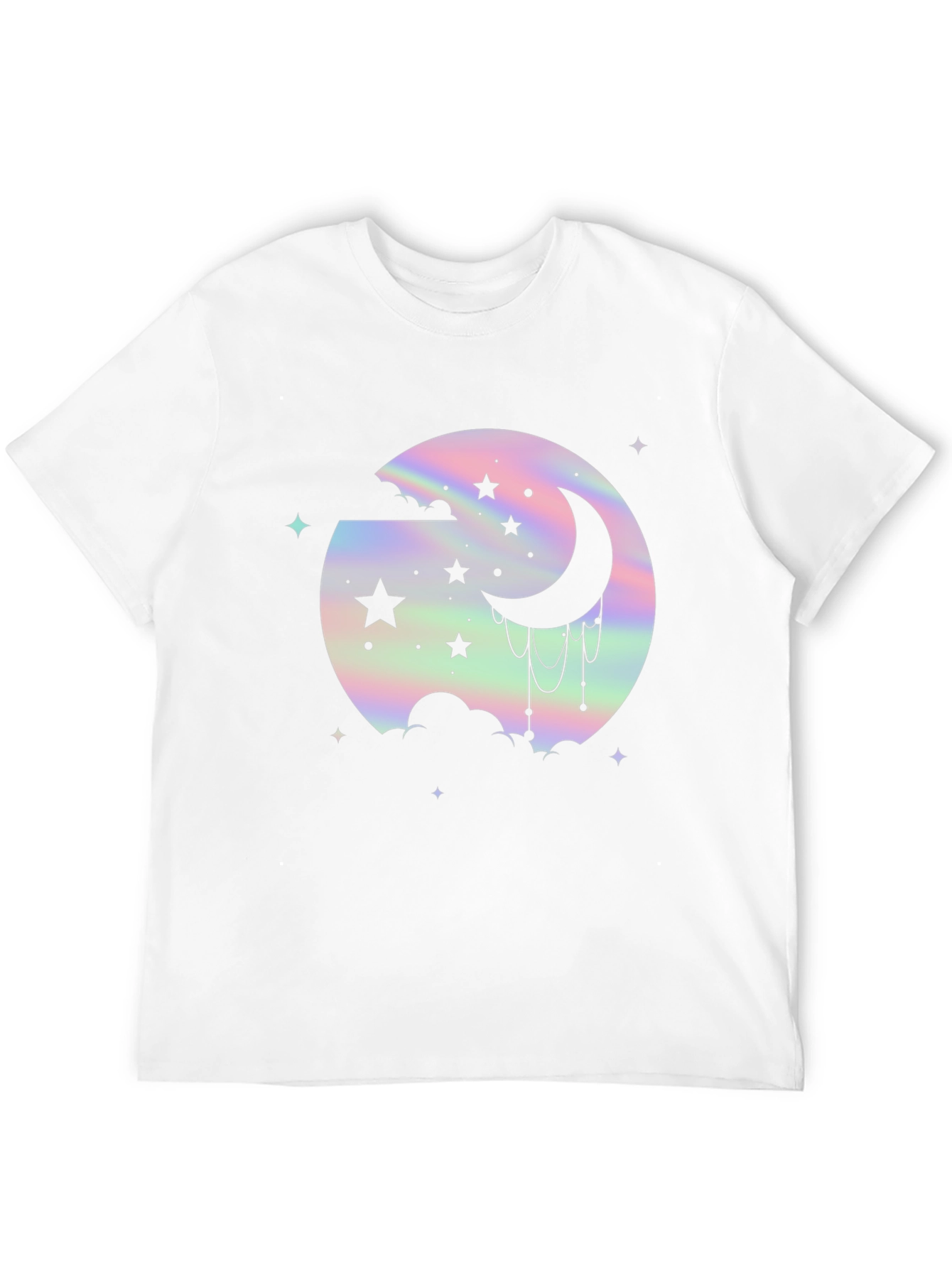 Holographic Moon & Stars Black Graphic Tee