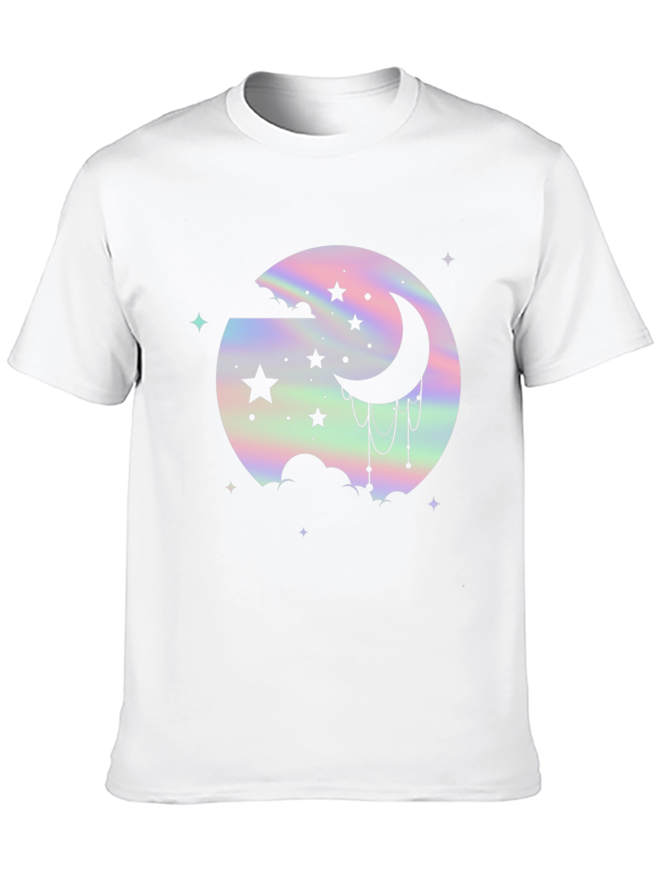 Holographic Moon & Stars Black Graphic Tee