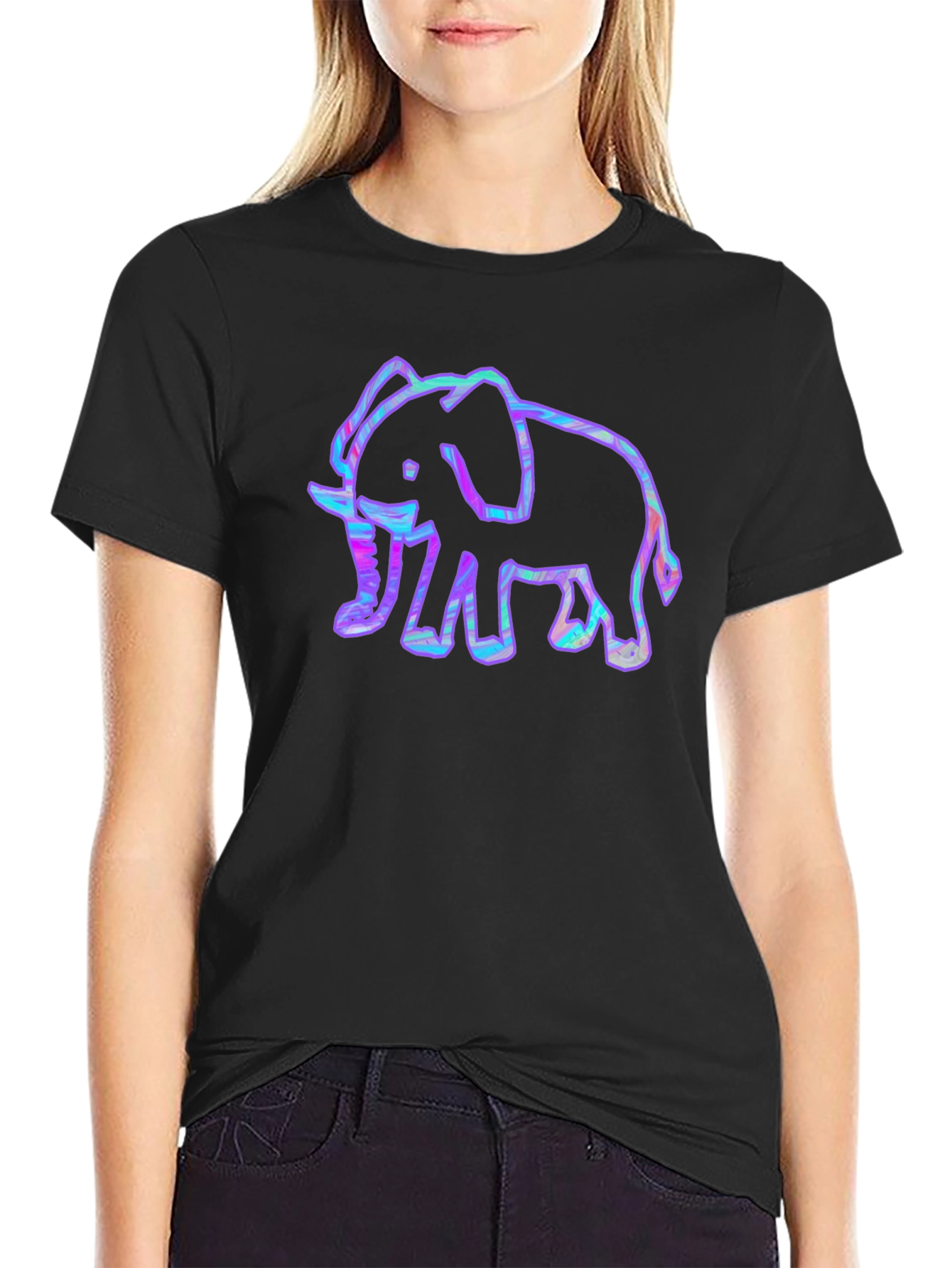 Cool Elephant Graphic Tee - Black