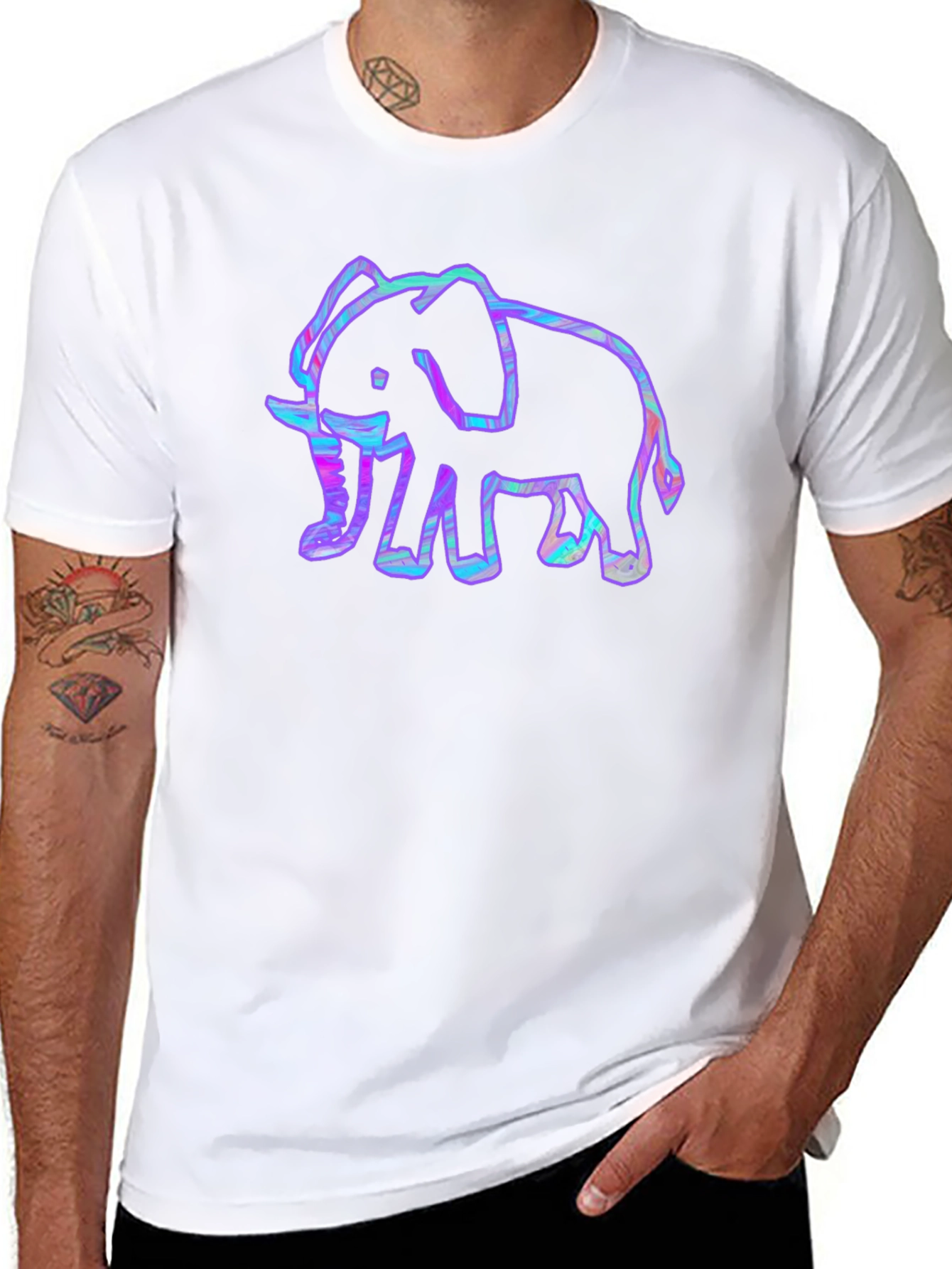 Cool Elephant Graphic Tee - Black