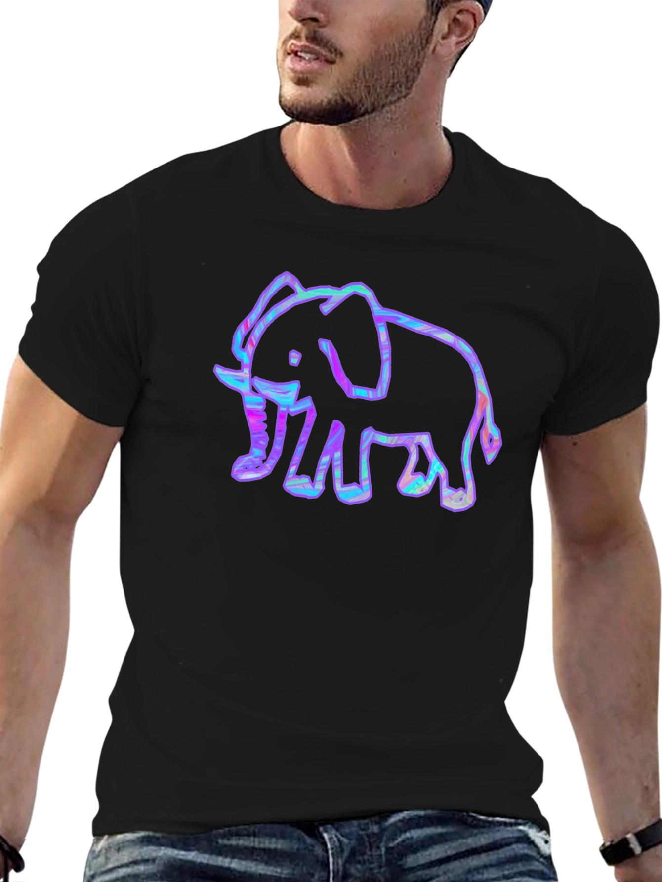 Cool Elephant Graphic Tee - Black