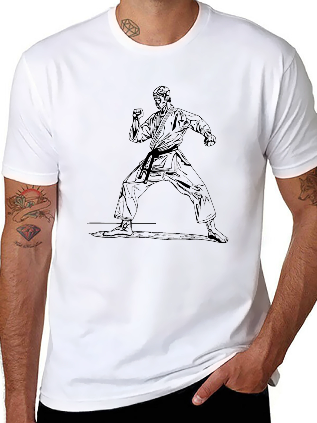 Karate Stance Graphic Tee - Martial Arts Black Shirt